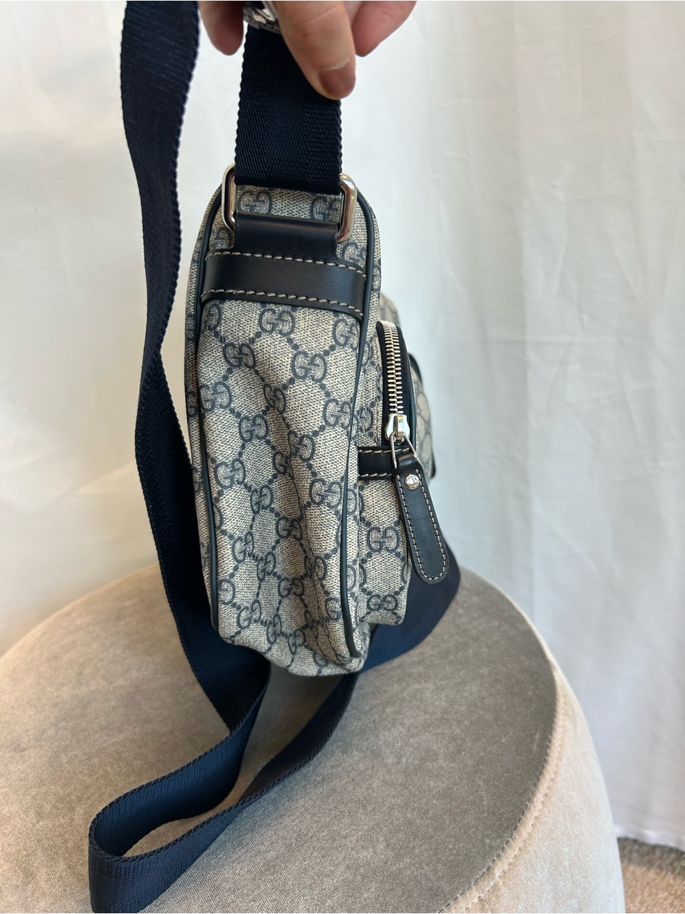 Gucci Vintage Monogram GG Supreme Messenger Bag beige blue coated canvas unisex - Picture 3 of 17